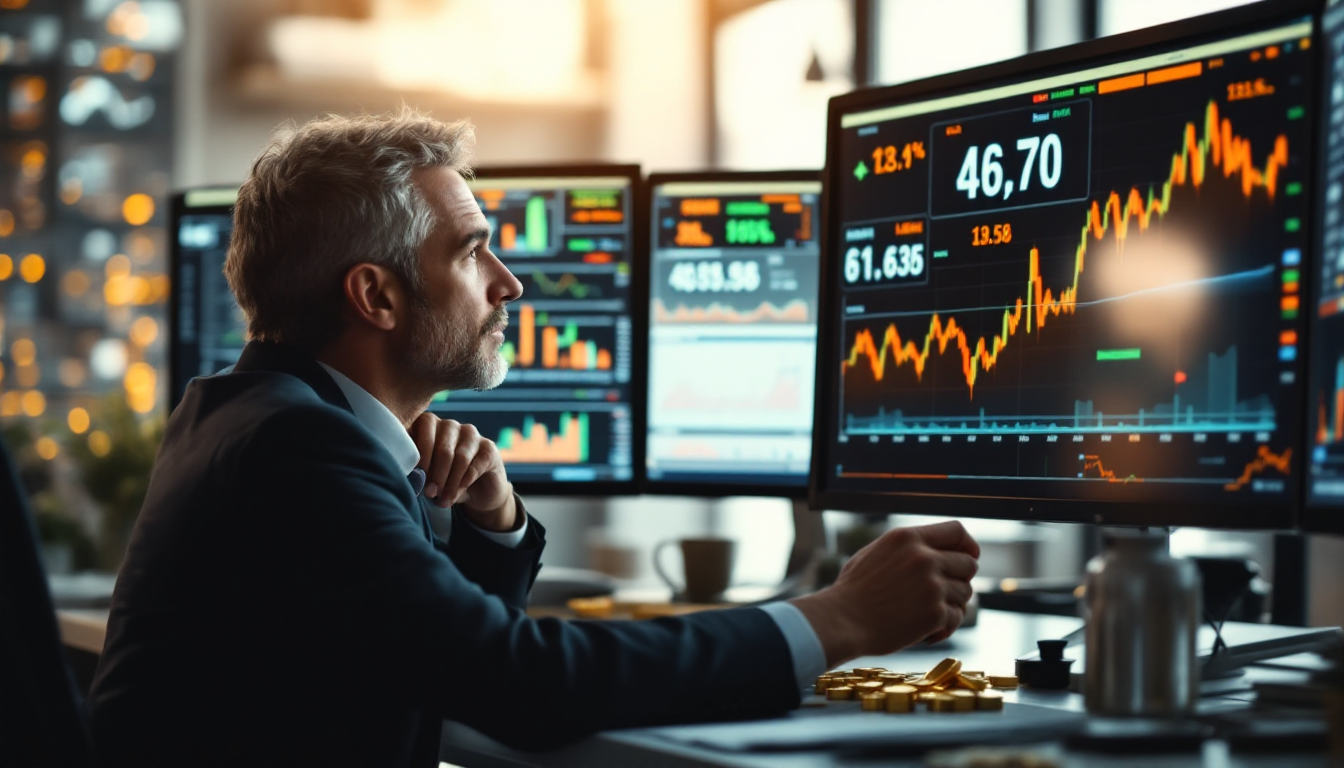 향후 금 투자에 중요한 경제 지표와 정책 변화를 모니터링하는 투자자 이미지