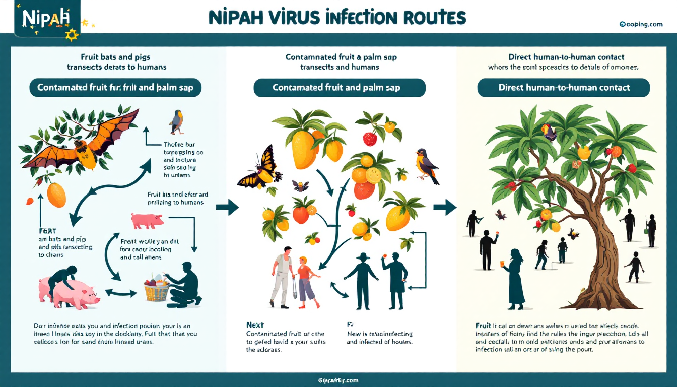 니파 바이러스 주요 감염 경로 시각화