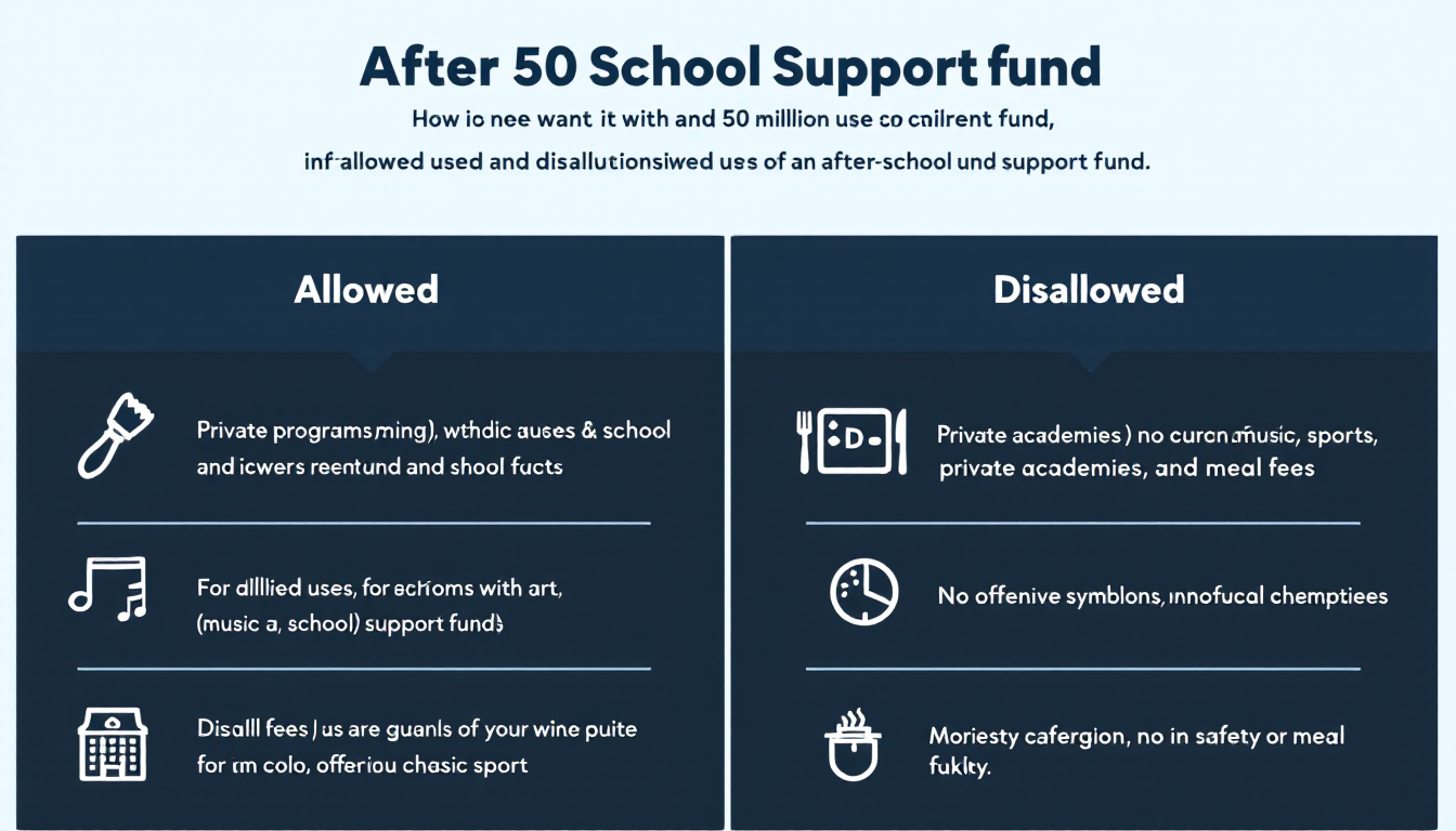 방과후 지원금 사용 가능처와 불가처를 나타내는 도표 이미지
