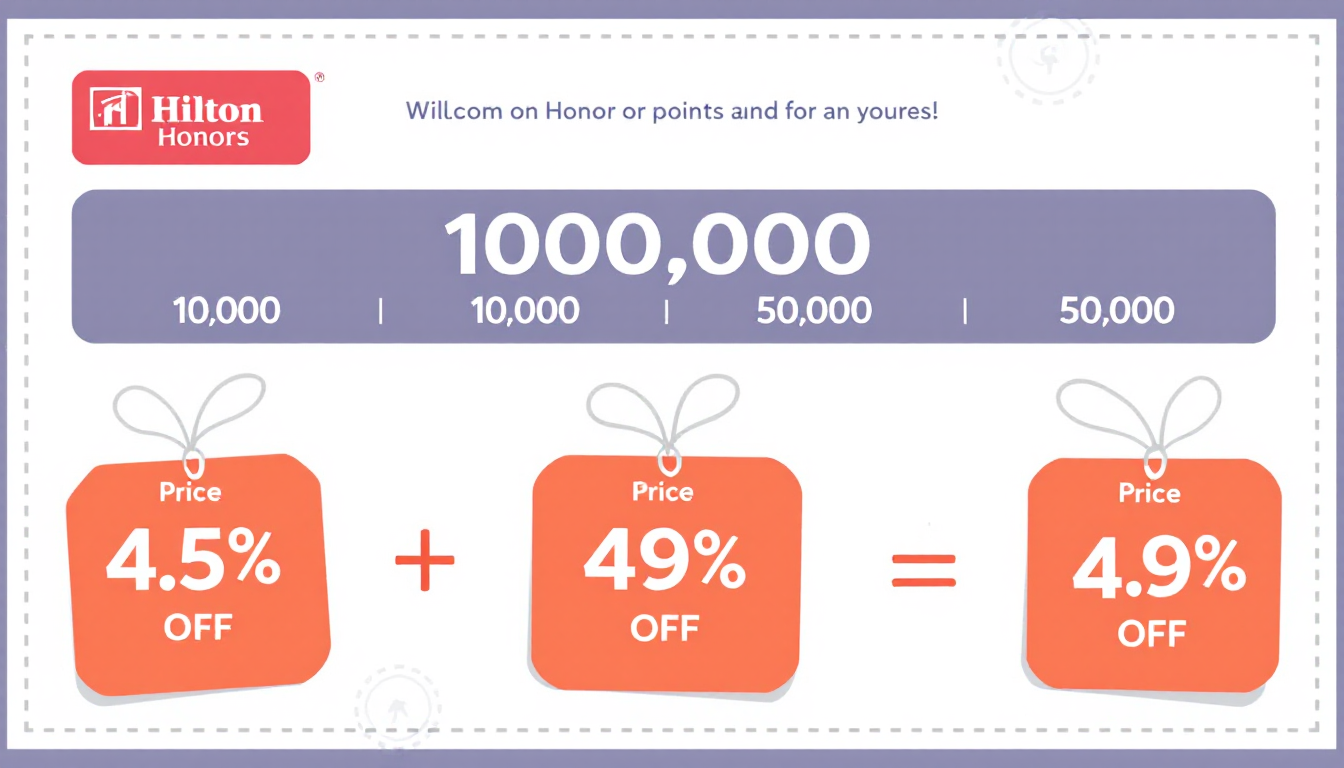 힐튼 포인트 구매 프로모션과 제휴 신용카드 및 글로벌 프로모션을 통한 빠르고 꾸준한 포인트 적립 방법을 보여주는 시각 자료