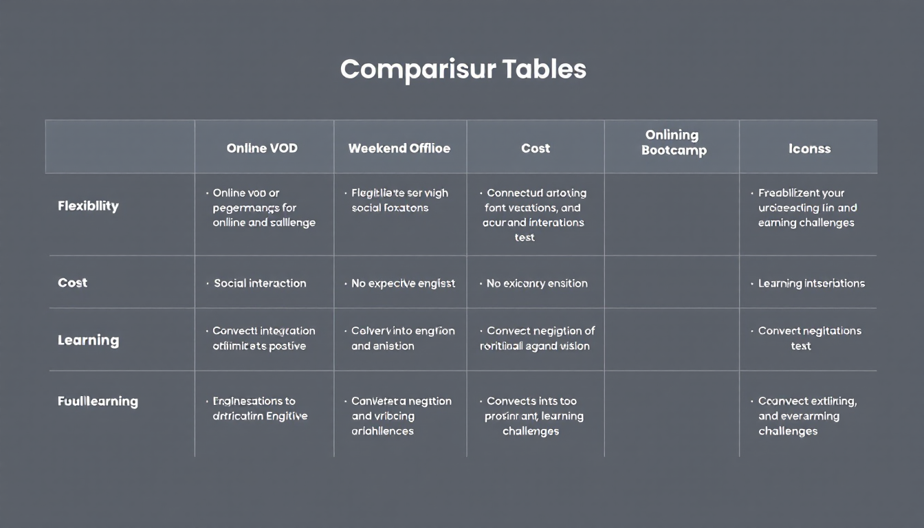 직장인 대상 AI 교육 학습 형태별 장단점 비교표 인포그래픽