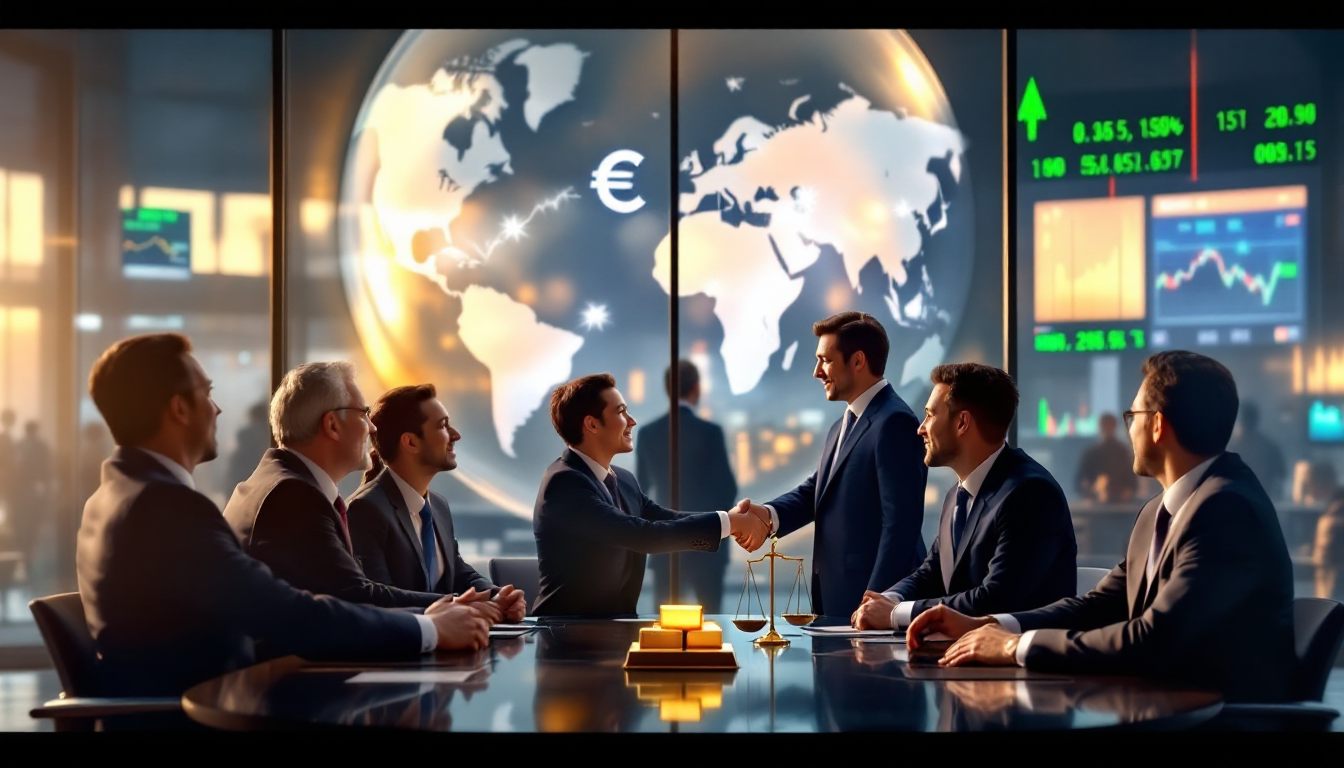 지정학적 리스크 완화와 투자 심리 변화를 나타내는 평화로운 경제상황 이미지