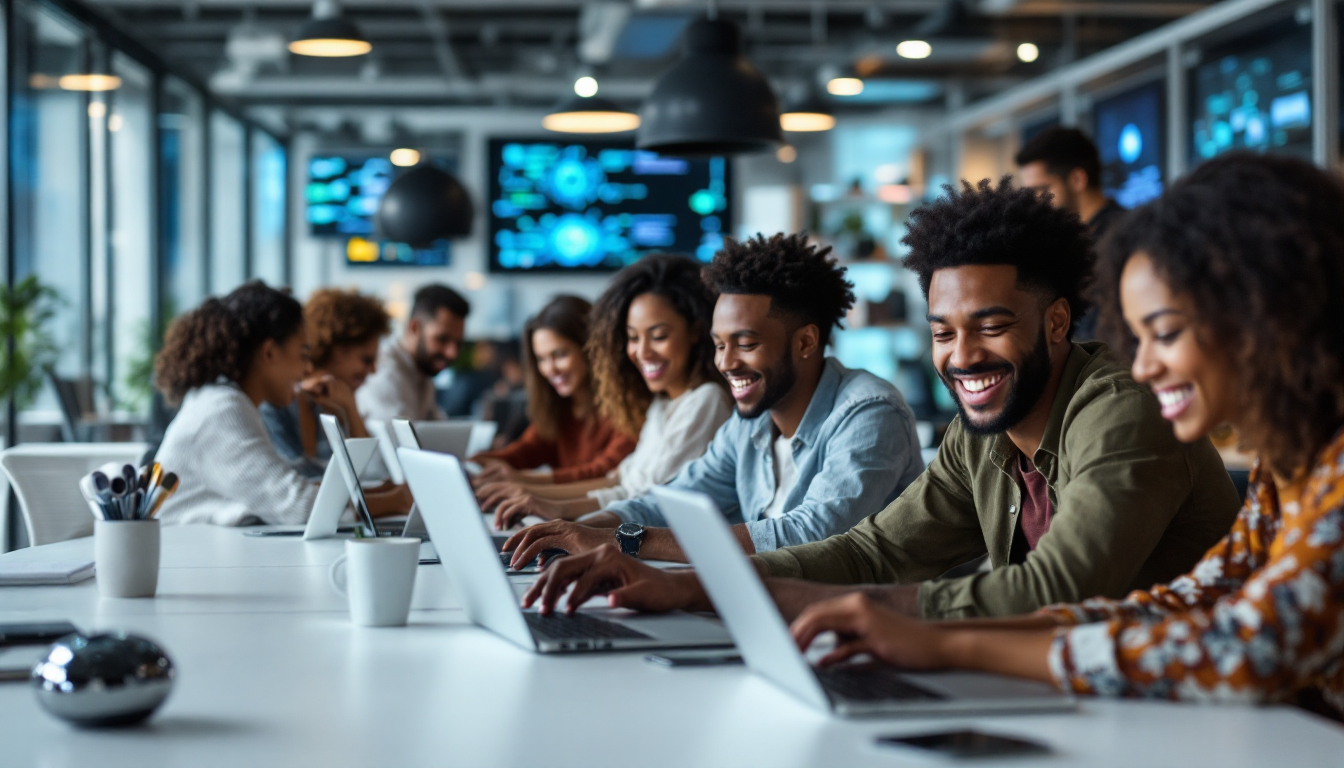 2026년 최신 인공지능과 디지털 트랜스포메이션 시대를 배경으로 파이썬을 배우는 다양한 사람들